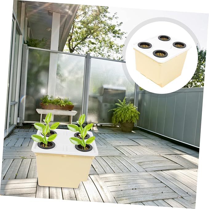 4holes Soilless Cultivation Plastic Hydroponic Planting Container for Balcony Garden Greenhouse and Home Gardening for Vegetables Fruits and Flowers