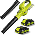 Leaf Blower Cordless - 21V Powerful Electric Leaf Blower with 2 Batteries and Charger 2 Speed Modes 2.0Ah Lightweight Battery Powered Leaf Blowers for Lawn Care Patio Dust Blowing Leaves