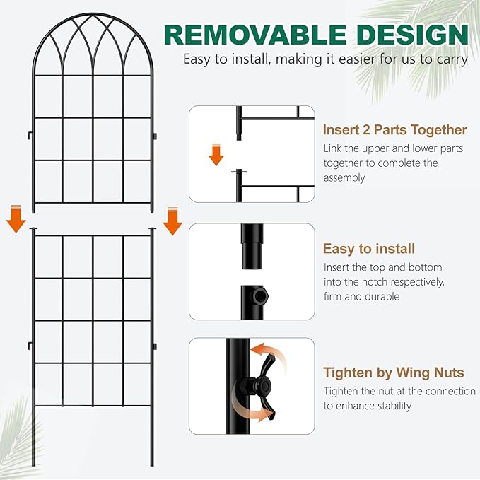 4 Pack Metal Garden Trellis for Climbing Plants 71 Inch Black Metal Garden Trellis for Vines Plant Rose Vegetable SupportLarge Decorative Outdoor Trellis