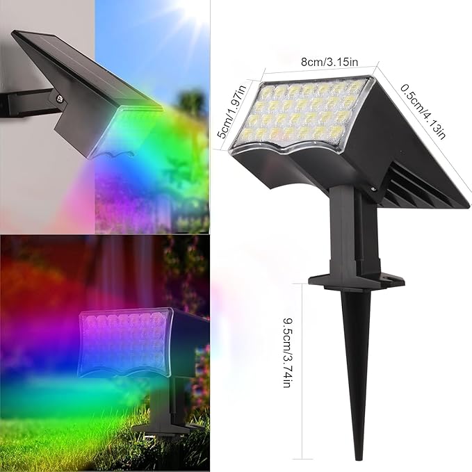 4Pcs RGB Solar Spot Lights Outdoor Garden28 LED 3 Modes IP65 Waterproof Garden Uplighters Solar PoweredAuto ON/Off Dusk Till Dawn Landscape Spotlights for YardDrivewayPathway(Sw2804-rgb10PCS)