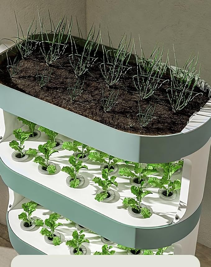 Hydroponics Tower with Remote Control Smart 3 Tier Planting Tower Hydroponics Growing System Stratified Water Circulation Full Spectrum LED Grow Lights for Herbs Fruits Vegetables