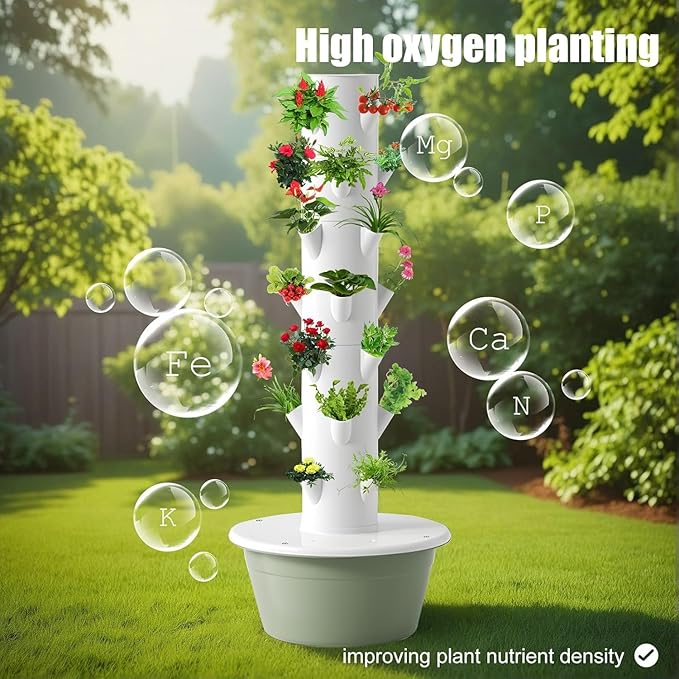 Vertical Hydroponics Garden Tower Automatic Water Hydroponic Tower Vertical Garden Kit Indoor Gardening System for Green Vegetables and Fruits9 Layers