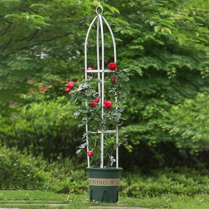 Garden Trellis for Climbing Plants Tower Obelisk Garden TrellisEuropean Iron Flower StandTall Plant Support Vine Supports Plant TowerOutdoor Flower Garden Support Rack (Medium