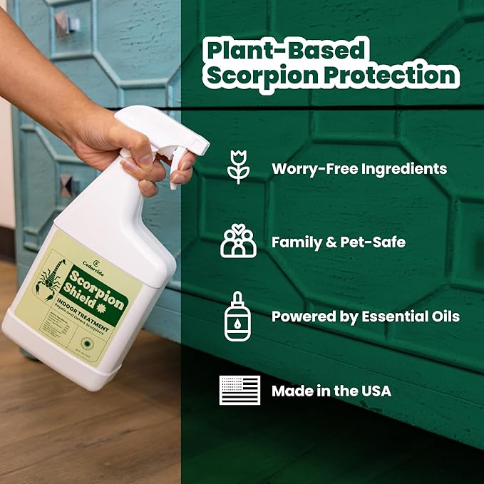 Cedarcide Scorpion Shield (Quart) Indoor Cedar Oil Pest Control Spray - Kills &amp Repels Scorpions and Other Pests Guaranteed - Pet Safe