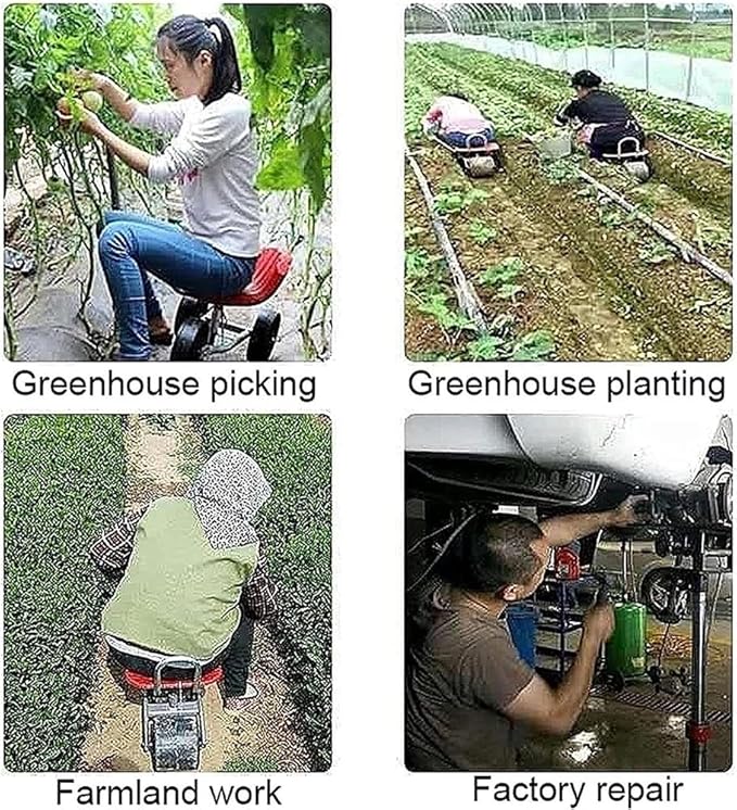 Rolling Garden Seat 360°Rotating Gardening Seat On Wheels for Gardener Planting Foldable Backrest Gardeners Trolley with Adjustable Height
