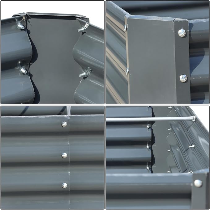 findmall 6x3x2Ft Raised Garden Bed Gray Volume 269 Gallons Electro Galvanized Steel Sheet Flower Box for Flowers and Greenery Gardening Planting Vegetable Cultivatio