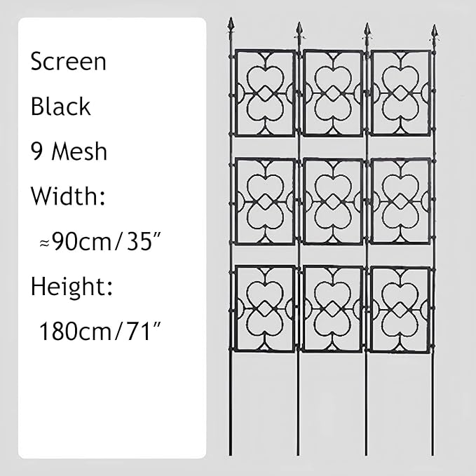 Garden Trellis Foldable Outdoor Climbing Plant Support Vertical Plant Support Stakes Freestanding Garden Panels for Rose Jasmine Clematis and Other Climbing Plants Black (Color : Black Size