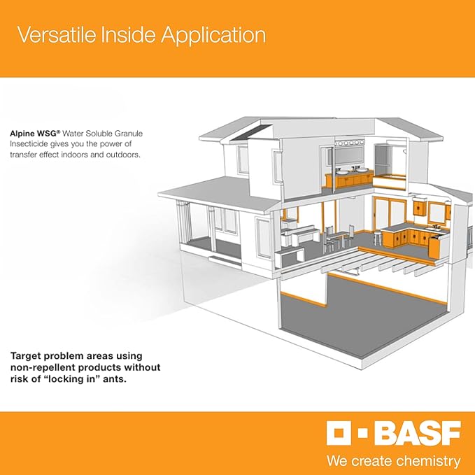 BASF Alpine WSG Water Soluble Granule Insecticide Indoor Outdoor Pest Control for Ants Flies Bed Bugs German Cockroach 200 Grams