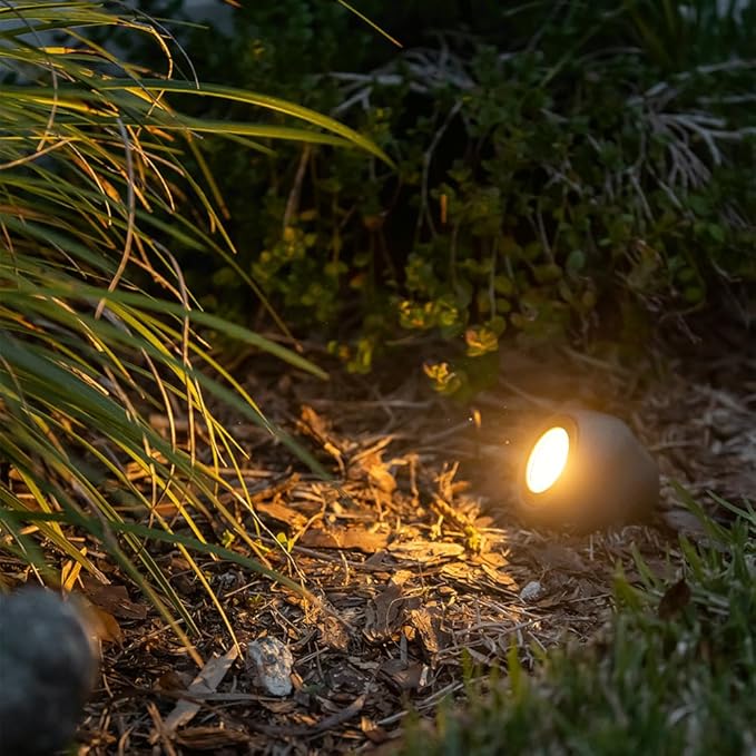 VOLT 12V Decorative Rock Outdoor Spotlight (Gray) with 4W 2700K Warm White 300 Lumen MR11 LED Bulb for Low Voltage Landscape Lighting in Garden Yard Lawn or Flower Bed