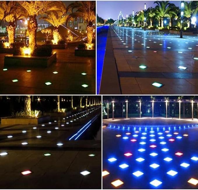Ground LED Landscape Lights - Recessed Underwater Light Ground Led Lights Square Buried Light IP67 Waterproof Floor Spotlight for Gardens StairsRgb-4W