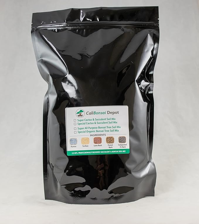 Cali-Bon Premium Mixed Akadama Bonsai Soil with Coarse Sand Maifan Stone Mycorrhizae &amp Red Lava - Medium Grain (2.5 quarts)