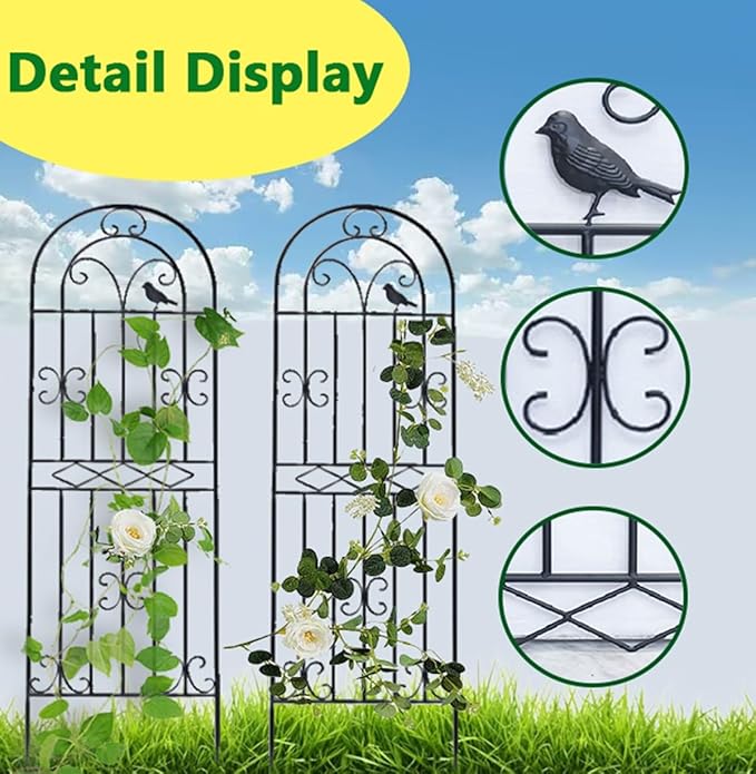 Garden Trellis 1 Pack Large Size Heavy Duty Rustproof Wall Trellis For Climbing Plants Outdoor Metal Decoration Large Trellis For Potted Plants Support Trellis For Roses Vegetable Vines Black(Color:Bl