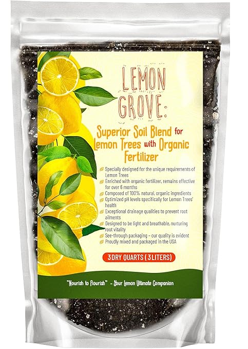 Professional Citrus Fertilizer &amp Organic Lemon Tree Potting Soil Bundle - Perfect Balanced NPK for All Citrus Indoor &amp Outdoor Potting Soil Mix for Growth &amp Repotting (1-3 Quart)