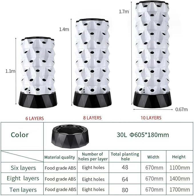Hydroponics Growing System 6/8/10 Layers Hydroponics Tower Indoor Vertical Gardening Grow Kit with Pump and Water Tank for Leafy Vegetables and Fruits No Soil8Layers