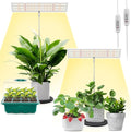 LORDEM Grow Light for Indoor Plant Full Spectrum LED Plant Light Height Adjustable Growing Lamp with Auto On/Off Timer 4H/8H/12H 4 Dimmable Brightness Ideal for Home Desk Plant Lighting 2 Pack