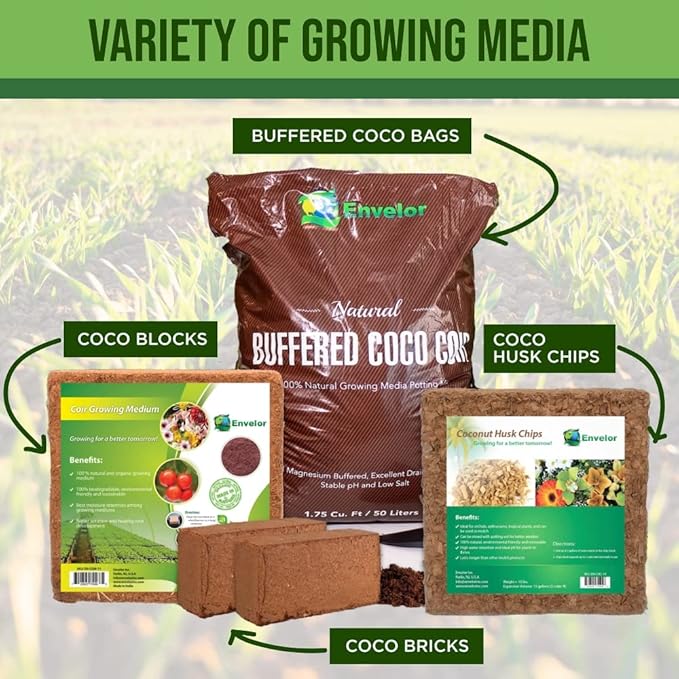 Coco Coir for Plants 6-Pack – 2.4 Gallons Compressed Coconut Coir Bricks 1.5 lb. Bulk Low EC pH Balanced Natural Coco Peat for Indoor &amp Outdoor Gardening Potting Soil Indoor Plant Soil