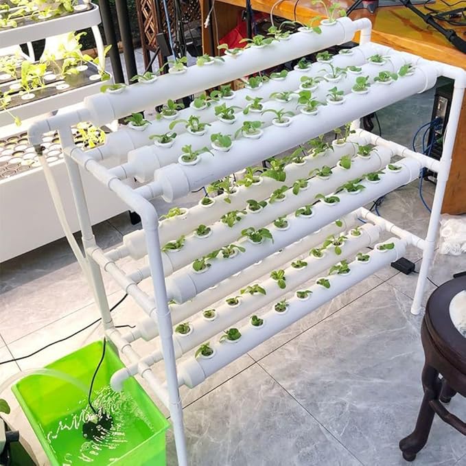 Hydroponics Growing SystemHydroponics System 3 Layer 108 Holes PVC Pipe Hydroponic Kit for Planting Lettuce Outdoor Garden Hydroponics Growing System Tower GYL24824
