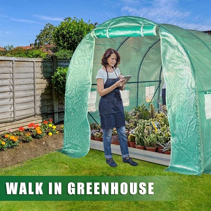 FDW Portable Greenhouse (L9.83'xW6.42'xH6.33') Indoor Outdoor Large Plant Shelves Tomato Herb Canopy Winter Walk-in Green House for Patio
