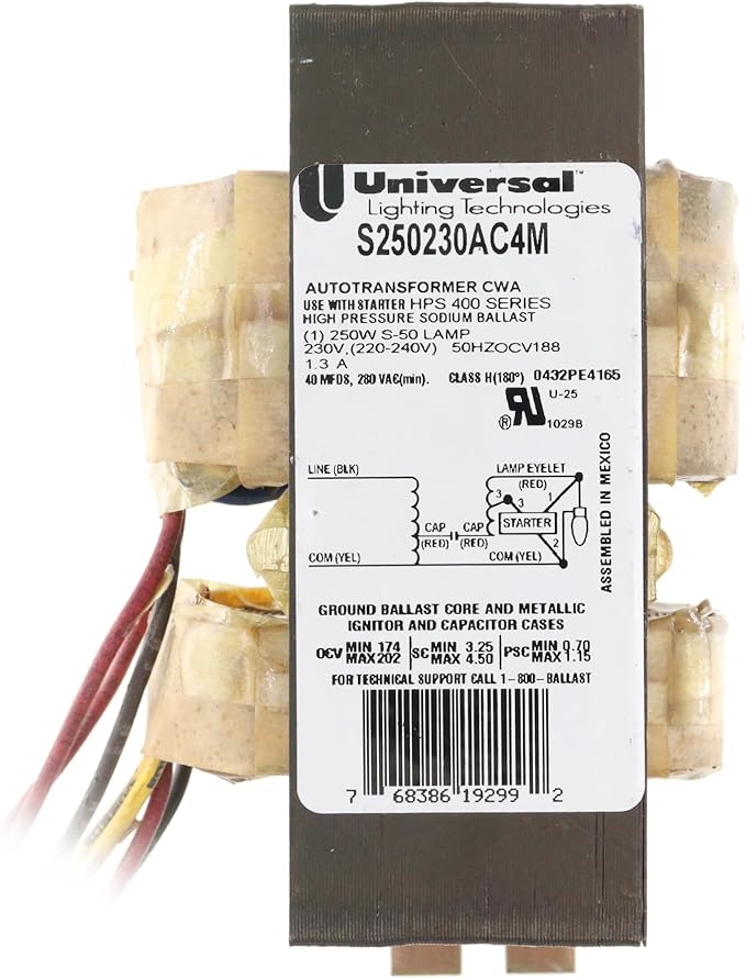 Universal Lighting Technologies S250230AC4M-700C HPS High Pressure Sodium Ballast 250W S50 230V