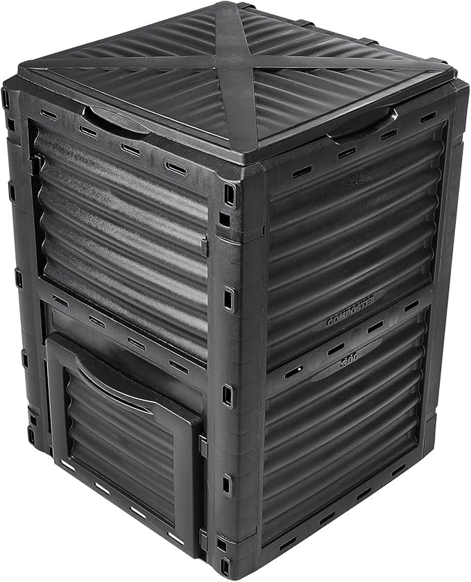 VEVOR Garden Compost Bin 80 Gallon BPA Free Composter Large Capacity Outdoor Composting Bin with Top Lid and Bottom Door Easy Assembling Lightweight Fast Creation of Fertile Soil
