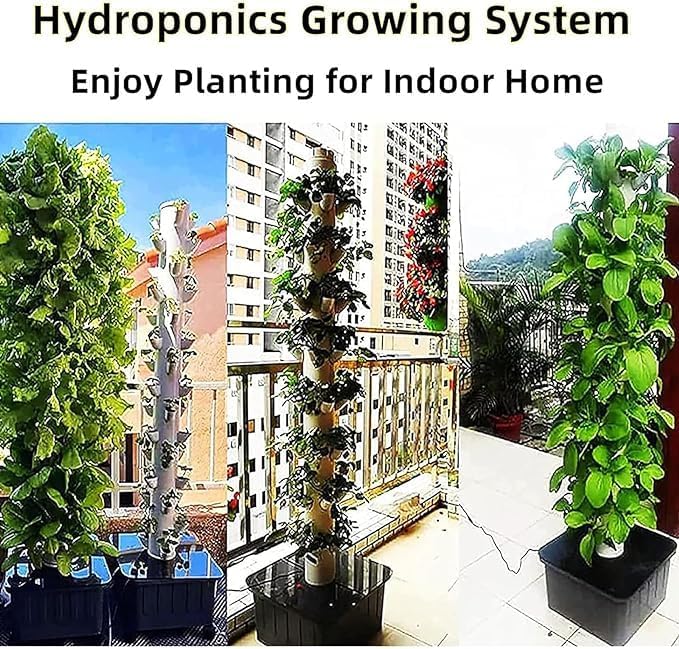 45 Pots Hydroponics Tower SetAquaponics GrowVertical Farming Aeroponic Tower Equipment for IndoorStackable Mobile Ecofor