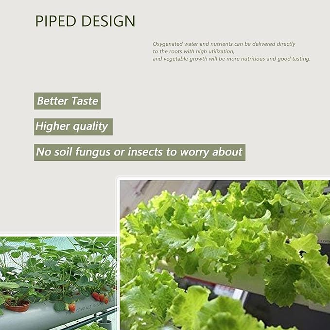 INTBUYING Hydroponics Growing System 36 Holes 4 Pipes 4 Layer Plant Site Grow Kit Hydroponics Gardending System Ladder Style Inner Set Hose with Water Pump Nest Basket and Sponge