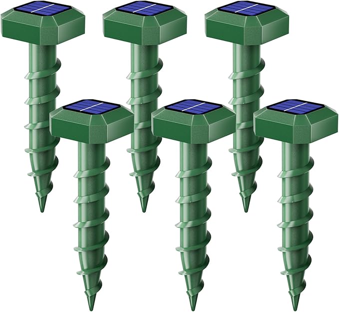 Mole Repellent in Lawn Snake Repellent Solar PoweredGroundhog Repellent StakesAnimal Control Vole Deterrent Waterproof Spikes Drive Away Burrowing Animals from Lawns and Yard10 Pack