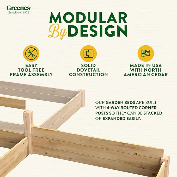 Greenes Fence Premium Cedar Raised Garden Bed 2' x 4' x 14 (3/4 Thick) - Made in USA with North American Cedar