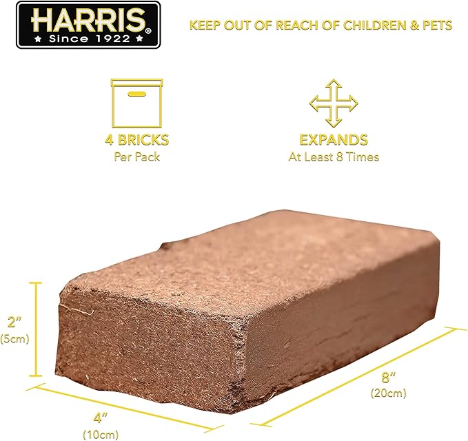 Harris Coco Coir Pith 4 Bricks Expand to 9 Gallons of Coconut Coir Coconut Fiber