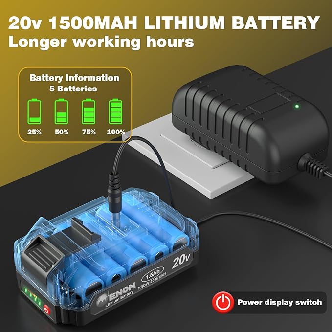 20V Cordless Leaf Blower with Battery &amp Charger - 4-Speed Electric Blower with 92CFM Lightweight for Quick Yard Cleanup Patio Driveway &amp Dust Removal - Complete Lawn Care Blower Kit