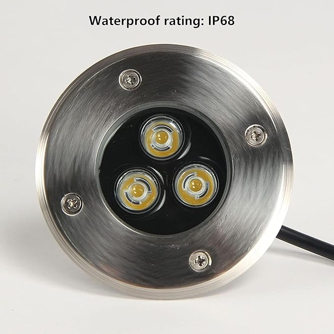 3PCS Recessed Ground Spotlight - 3W Outdoor Stainless Steel Landscape Lights Ultra Slim Submersible Fountain Lamp IP68 Waterproof Underwater Pond Led Spot Lights(Green12V) (Purple 220V)