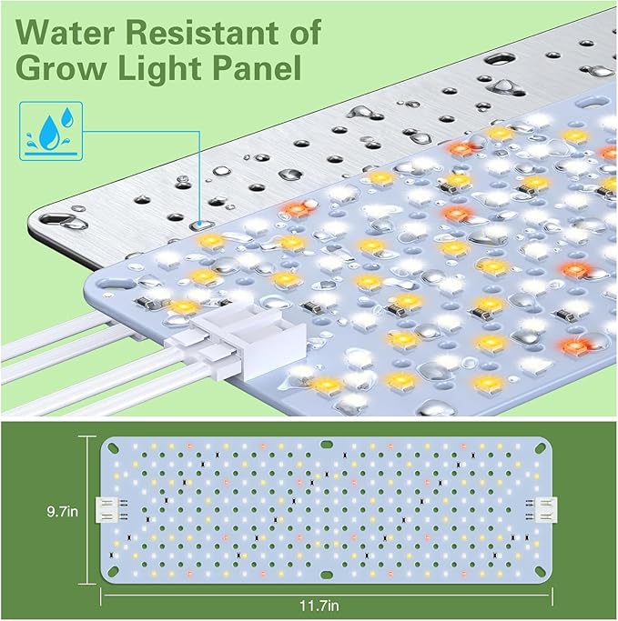 100W Ultra-Thin Panel Full Spectrum Grow Lights 1536 LEDs Growing Light for Indoor Plants with Daisy Chain Function Grow Lights for Seed Starting with 4/8/12/16/20H Auto On/Off Timer (8pcs)