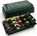 10 Pack 1020 Trays No Holes-Reusable Nursery Flats for 50/72 Cell Plug Tray Heavy Duty Seed Starter Trays for Transplant Seed Starting Plant Propagation &amp Seed Germination (Dark Green)
