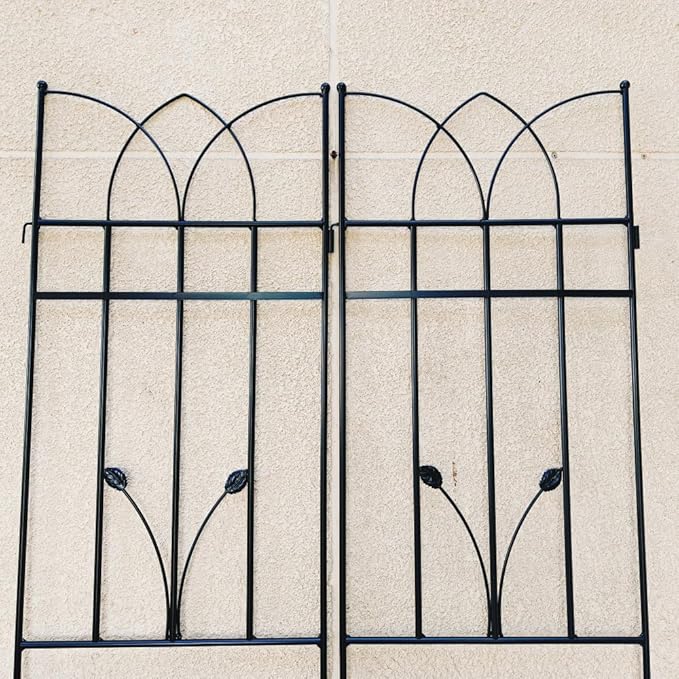 Sturdy Metal Garden Trellis for Climbing Plants – Rust-Resistant Outdoor Plant Support for Vines Roses and Flowers (2 Pack-Black)