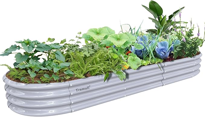 12x2x1ft Galvanized Raised Garden Bed 12 Tall Metal Raised Beds for Gardening Kit Bottomless Above Ground Planter Boxes for Outdoor Plants Vegetables Flowers Herbs Fruits Rust Resistant Grey