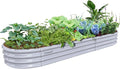 12x2x1ft Galvanized Raised Garden Bed 12 Tall Metal Raised Beds for Gardening Kit Bottomless Above Ground Planter Boxes for Outdoor Plants Vegetables Flowers Herbs Fruits Rust Resistant Grey