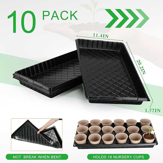 Vesici 220 Pcs Seed Starter Tray Kit Include 180 Peat Pots with Drainage Holes 10 Plastic Growing Trays Plant Germination Trays for Seedling 30 Plant Labels for Greenhouse Seedling