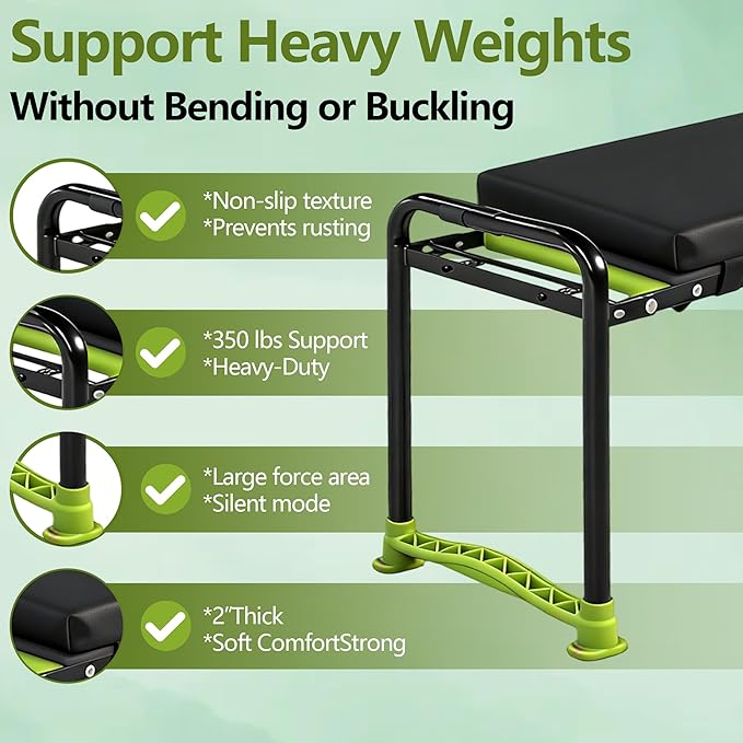 Garden Kneeler and Seat Heavy Duty Garden Stool with 11 Wide Detachable Kneeling Pad Foldable Garden Bench Chair with Gardening Tool Pouch and Bag Gardening Gifts for Women Seniors
