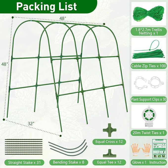 Cucumber Trellis for Raised Bed 48x48 inch U-Shape Metal Garden Trellis for Climbing Plants Outdoor Cucumber Trellis for Garden Arch Garden Trellis for Plants Vegetables Flower