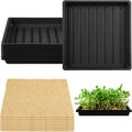 16 PCS Jute Grow Mat Tray Set 8 Reusable Trays and 8 High-Absorbency 9.8 x 9.8 Jute Mats Organic Growing Mat Kit for Microgreens