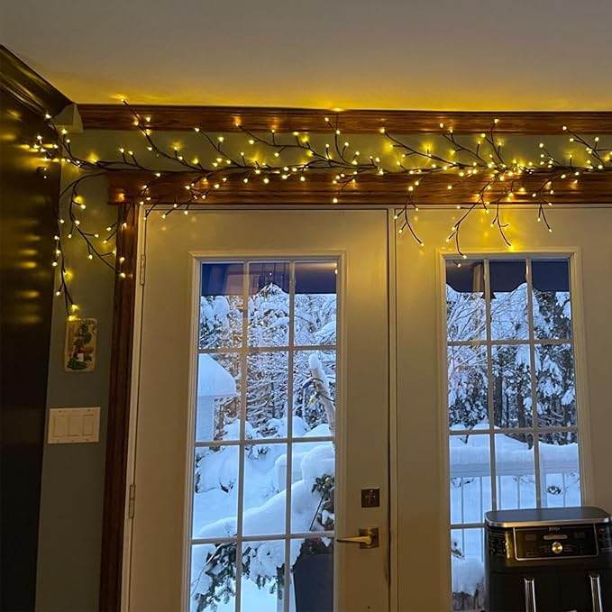 Enchanted Willow Vine Lights with Remote Christmas Swags Decorations Indoor Room Decor 18 Branches 144 LEDs Lighted Willow Vine Lights for Walls Bedroom Home Decor