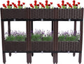 Raised Garden Bed with Legs Garden Boxes Plant Pots Self-Watering Plastic Planter for Indoor Outdoor Vegetables Fruits Potato Flowers (Brown 3+3 Boxes)