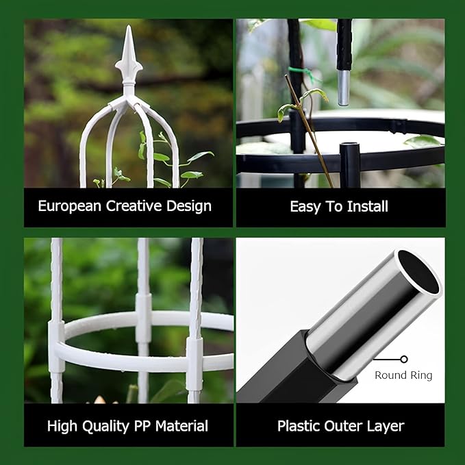 1-Pack Garden Trellis Garden Tower Potted Plant Support Plant Cage Rose Obelisk Garden Decoration Stand Black/White (Color : Black Size : 110x20.3cm)