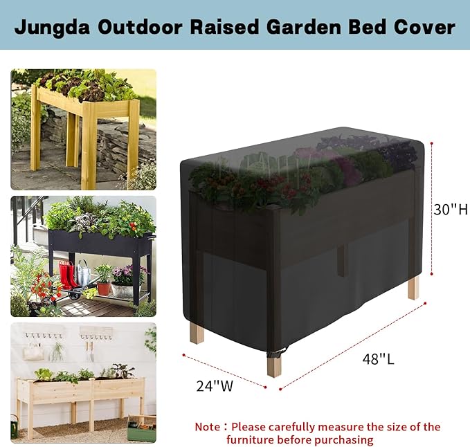 Outdoor Raised Garden Bed Cover for Winter (Only Cover) Waterproof Raised Planter Boxes Stand Covers - 48 x 24 x 30 inch
