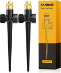 FANHAO Metal Lawn Sprinkler for Yard 2 Pack Automatic Garden Water Sprinkler on Spike Base Adjustable Brass Sprinkler Nozzle 360 Degree Large Area Coverage for Lawn Grass Patio Garden Irrigation