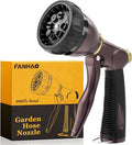 FANHAO Heavy Duty Garden Hose Nozzle 100% Metal Water Nozzle with 8 Adjustable Spray Patterns High Pressure Hose Sprayer with Non-Slip Grip for Watering Plants &amp Lawns Washing Cars &amp Pets -