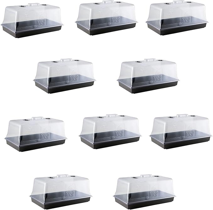 10x20 Humidity Dome with Plant Propagation Trays – 10 Pack - Clone Tray with Humidity Dome for Gardening Seedling Microgreens Germination Cloning Soil and Hydroponic Horticulture