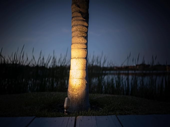 12V Brass Outdoor Spotlight 4-Pack Kit (Bronze) with 5W 2700K Warm White MR16 LED Bulbs for Low Voltage Landscape Lighting of Yard Lawn Garden Patio Trees &amp House