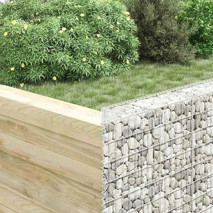Trapezium Gabion Raised Garden Bed Silver Galvanized Steel Planter for Outdoor Plants 59.1 x 7.9 x 39.4 in Weather Resistant High Load Capacity
