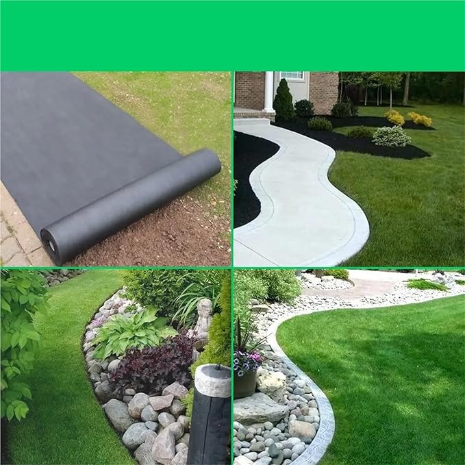 Geotextile Geotextile Base Cloth Courtyard Grass Proof Cloth Garden Flower Bed Industrial Weed Barrier(100CMX1000CM)